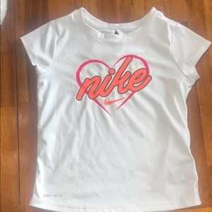 Nike Kids White and Orange Heart Tee